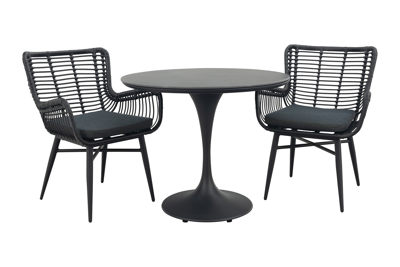 Jasmine/Toscara ronde bistroset Ø90 cm. - Zwart/Keramiek