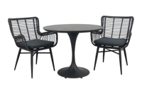 Jasmine/Toscara ronde bistroset Ø90 cm. - Zwart/Keramiek