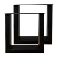 Set stalen U bankpoten 36 bij 8 cm en hoogte 41 cm zwart (4 x 8 cm) - 2 stuks