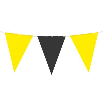 Feest/verjaardag Vlaggenlijn - geel/zwart - 10 m - 15 vlaggetjes - binnen/buiten - kunststof