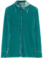 Jil Sander robe-chemise en velours à col pointu - Vert - thumbnail