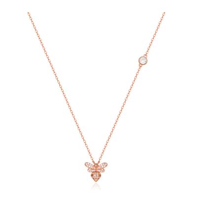 Rose kleurige Dames ketting met Bijen Hanger en Zirkonia