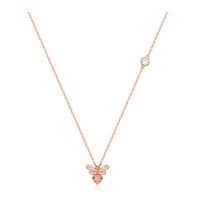 Rose kleurige Dames ketting met Bijen Hanger en Zirkonia