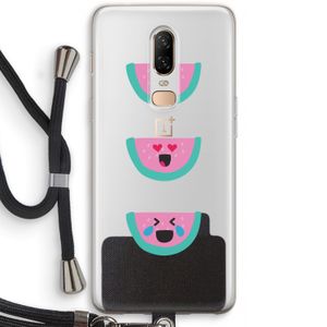 Smiley watermeloen: OnePlus 6 Transparant Hoesje met koord