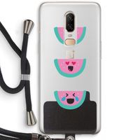 Smiley watermeloen: OnePlus 6 Transparant Hoesje met koord