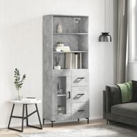 Hoge kast 69,5x34x180 cm bewerkt hout betongrijs
