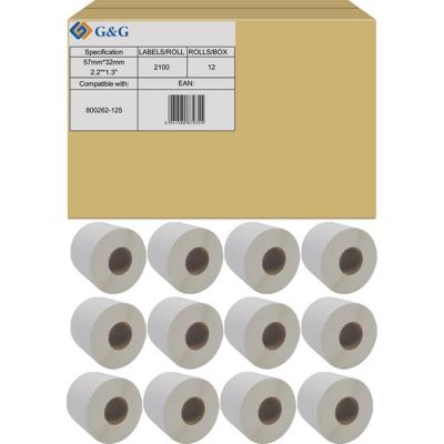 G&G ET-Z-G-800262-125 Etiketten 57 x 32 mm Thermisch papier Wit 25200 stuk(s) Permanent hechtend Adresetiketten