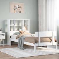 Bed met boekenkast zonder matras grenenhout wit 90x190 cm