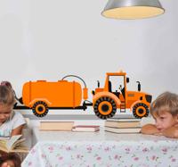 Stickers oranje grote tractor - thumbnail