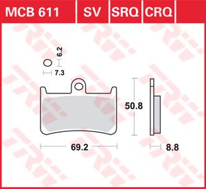 TRW Remblokken, en remschoenen voor de moto, MCB611CRQ Hyper carbon