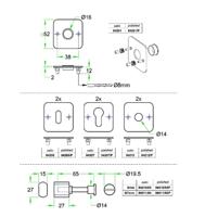 WC garnituur vlakrozet 4knt FS rvs mat WC 6-7mm