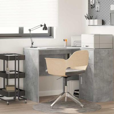 Bureau met plank Betongrijs 102 x 50 x 75 cm Bewerkt hout