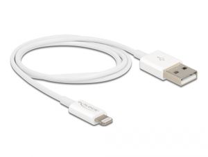 Delock 83000 USB data- en voedingskabel voor iPhone, iPad, iPod wit 1 m