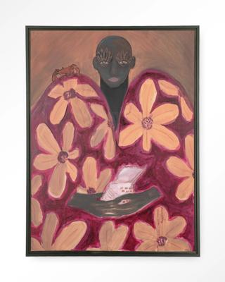 Urban Cotton Wandkleed 'Borrowed Home' 110 x 145cm in Floating Frame - black