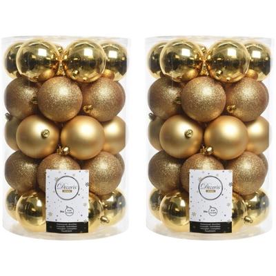 Decoris kerstballen - 68x st - goud - 8 cm - kunststof - kerstversiering
