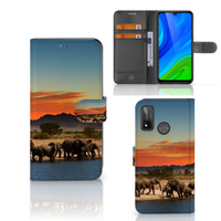 Huawei P Smart 2020 Telefoonhoesje met Pasjes Olifanten - thumbnail