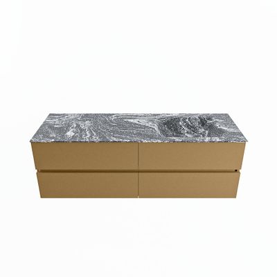 MONDIAZ VICA-DLUX 150cm badmeubel onderkast Oro 4 lades. Inbouw wastafel CLOUD rechts zonder kraangat, kleur Lava.
