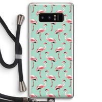 Flamingoprint groen: Samsung Galaxy Note 8 Transparant Hoesje met koord