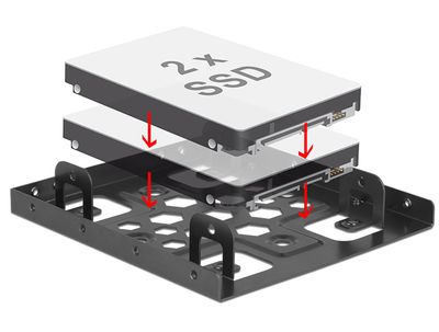 Delock 21324 Aluminium inbouwframe 2 x 2,5 tot 3,5 zwart
