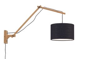 GOOD&MOJO Wandlamp 'Andes' Large, Bamboe en Eco linnen, kleur Naturel/Zwart