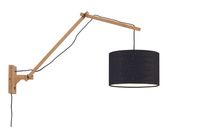 GOOD&MOJO Wandlamp 'Andes' Large, Bamboe en Eco linnen, kleur Naturel/Zwart