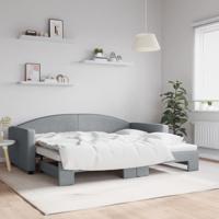 Slaapbank met onderschuifbed 90x200 cm stof lichtgrijs