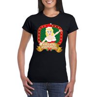 Foute kerst t-shirt zwart Touch my jingle bells voor dames - thumbnail