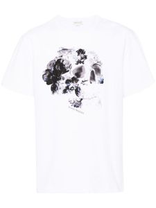 Alexander McQueen t-shirt en coton à imprimé tête de mort - Blanc