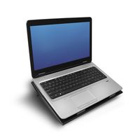 Laptopstandaard, met ventilator, hoogte verstelbaar in 2 standen, 4-poorts hub - thumbnail
