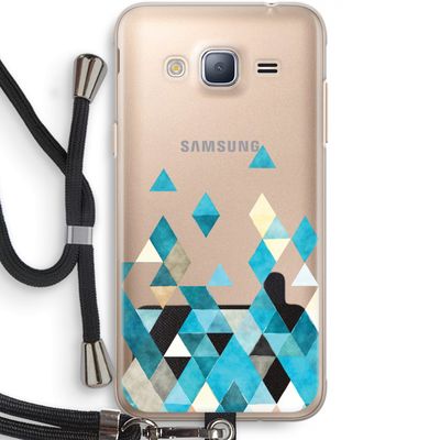 Gekleurde driehoekjes blauw: Samsung Galaxy J3 (2016) Transparant Hoesje met koord