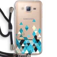 Gekleurde driehoekjes blauw: Samsung Galaxy J3 (2016) Transparant Hoesje met koord