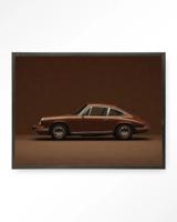 Urban Cotton Wandkleed 'Brown Porsche' 80 x 110cm in Floating Frame - black
