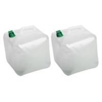 Kunststof camping watercontainer/jerrycan - 2x stuks - opvouwbaar - drinkwater - 25 x 25 x 25 cm - 1