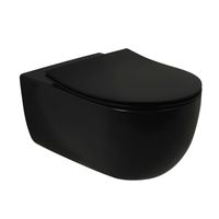 Toiletpot Hangend Plieger Nola Mat Zwart 36x54.5x40cm Wandcloset Keramiek Diepspoel Rimfree met Softclose Quickrelease Toiletzitting Slim - thumbnail