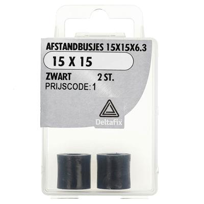 Afst.bus 15x15x6.3 zwart 2st - Deltafix