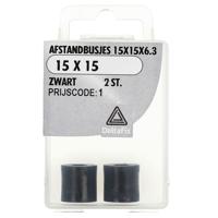 Afst.bus 15x15x6.3 zwart 2st - Deltafix