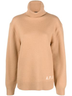 A.P.C. pull Edward à logo en intarsia - Marron