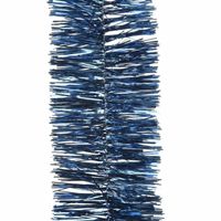 Decoris kerstslinger-guirlande - donkerblauw - glanzend lametta - 270 cm - thumbnail