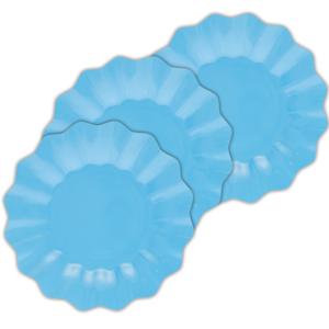 Feestbordjes met schulprand - 40x - turquoise - rond - karton - 27cm