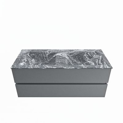 MONDIAZ VICA-DLUX 120cm badmeubel onderkast Plata 2 lades. Inbouw wastafel CLOUD dubbel 2 kraangaten, kleur Lava.