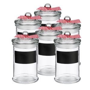 Kruidenpotje/voorraadpotje met krijtvlak - 6x - 350 ml - glas