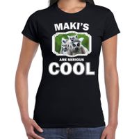 Dieren maki t-shirt zwart dames - makis are cool shirt