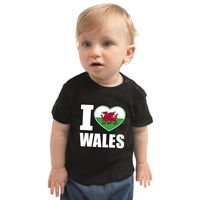 I love Wales t-shirt zwart voor babys