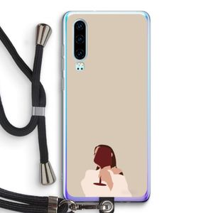 I drink wine: Huawei P30 Transparant Hoesje met koord