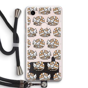 Slapende poes: Pixel 3 Transparant Hoesje met koord