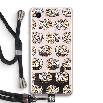 Slapende poes: Pixel 3 Transparant Hoesje met koord