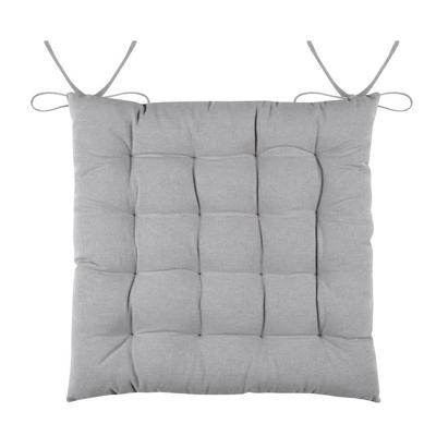 Stof Textile stoelkussens DUO - grijs - 38 x 38 x 3.5 cm - touwtjes sluiting