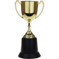 Gouden winnaars beker/cup/bokaal 22 cm met grote oren - Fopartikelen - thumbnail