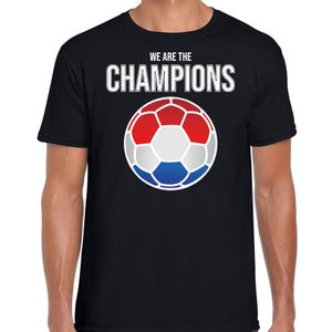 Nederland EK/ WK supporter t-shirt we are the champions met Nederlandse voetbal zwart heren