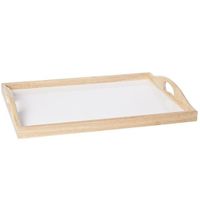 Woon decoratie dienblad hout/wit 40 x 30 cm